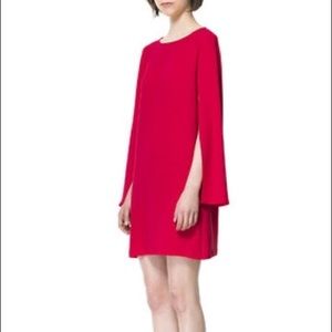 Zara Cape Sleeve Dress, Hot Pink